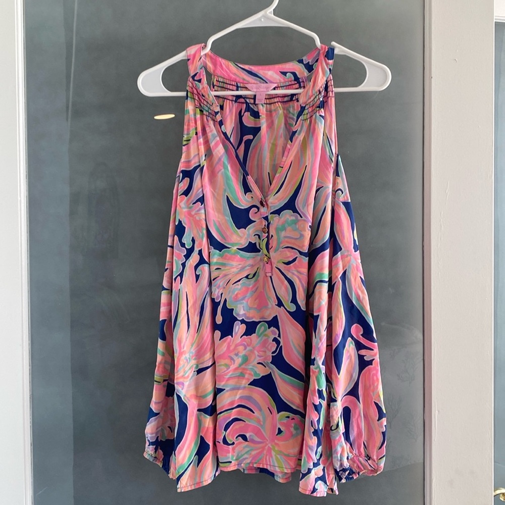 Lily, cold shoulder, silk, long sleeve, shirt, size large